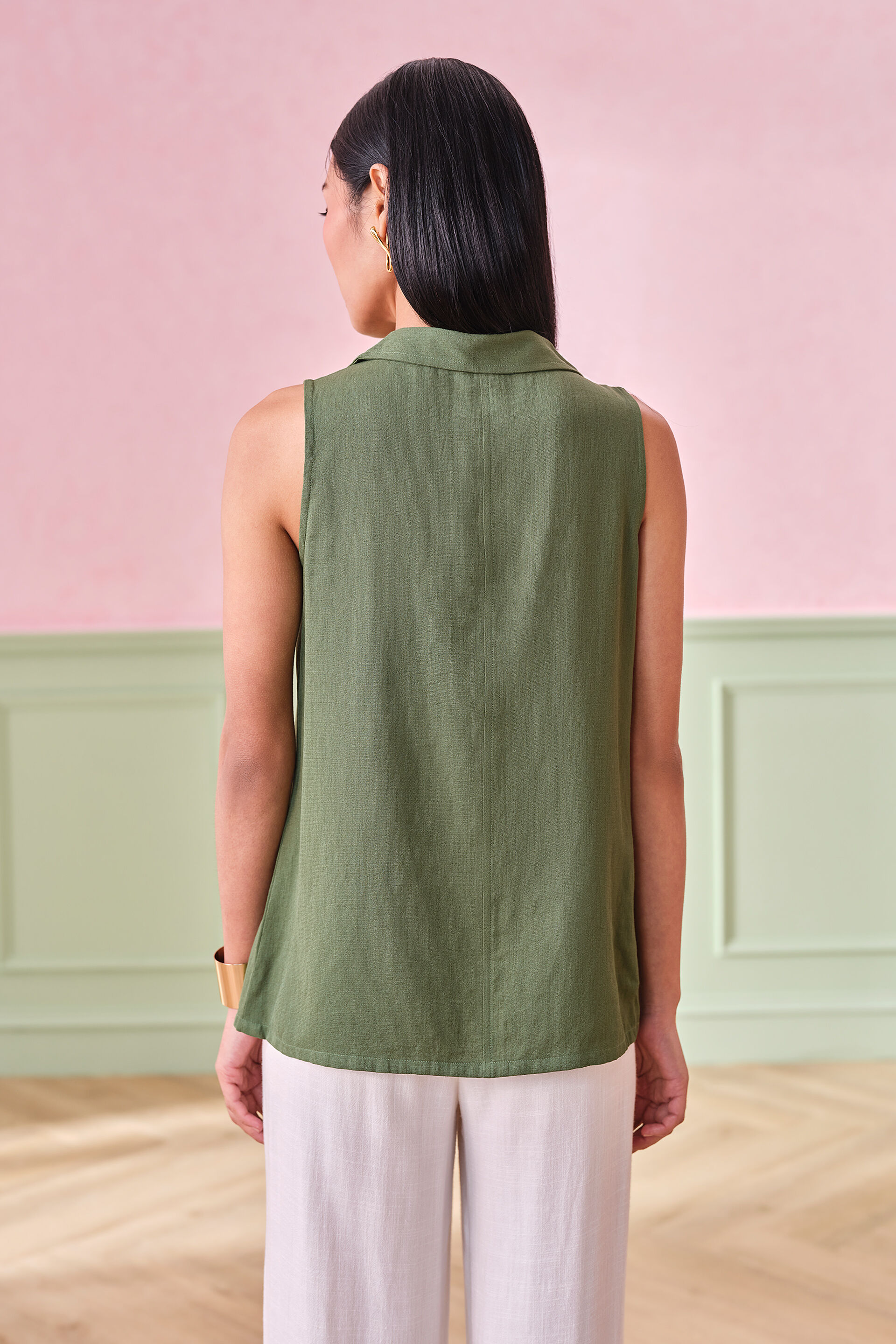 Nature Girl Rayon Blend Top, Olive, image 3