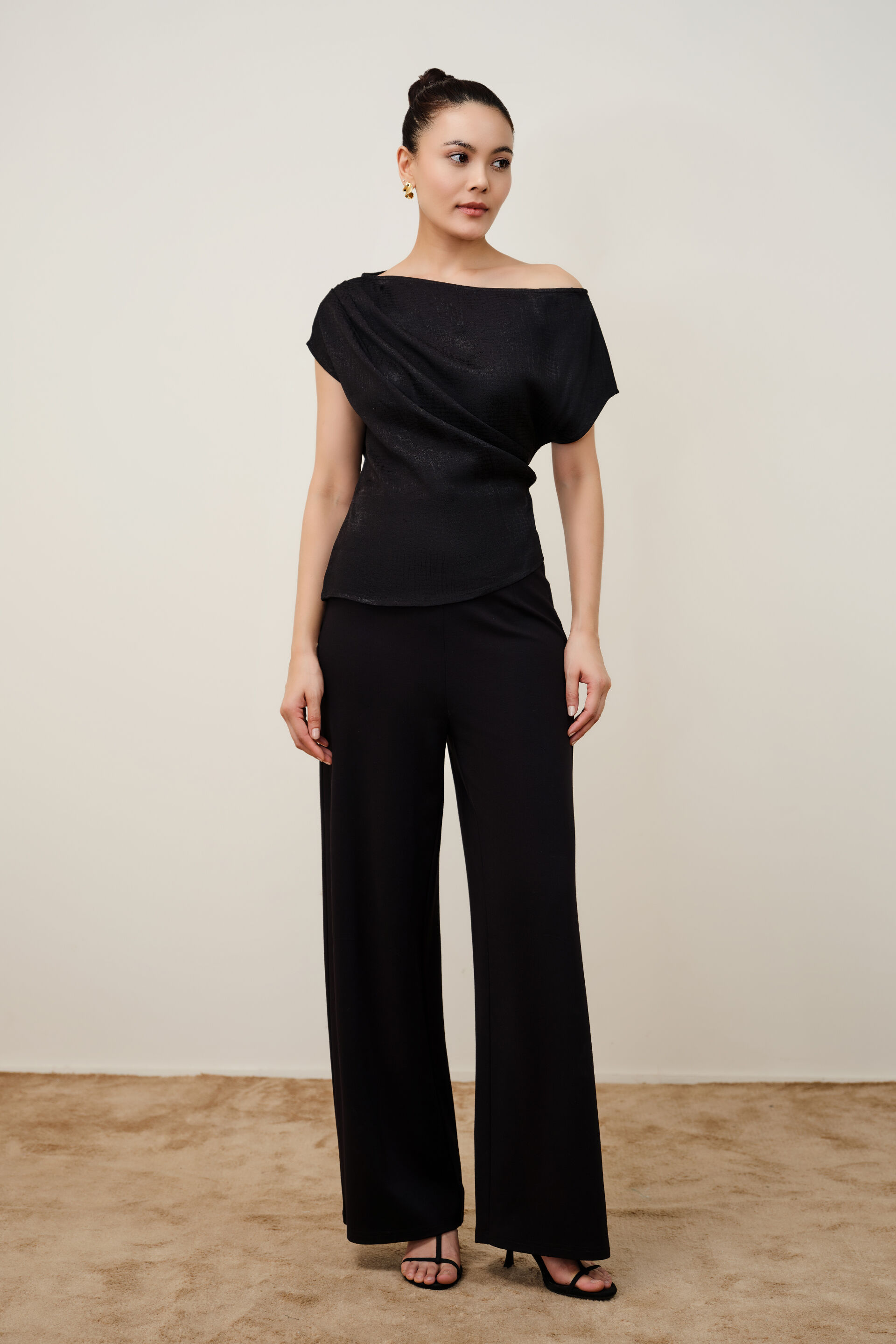 Cerys Black Jacquard Top, Black, image 5