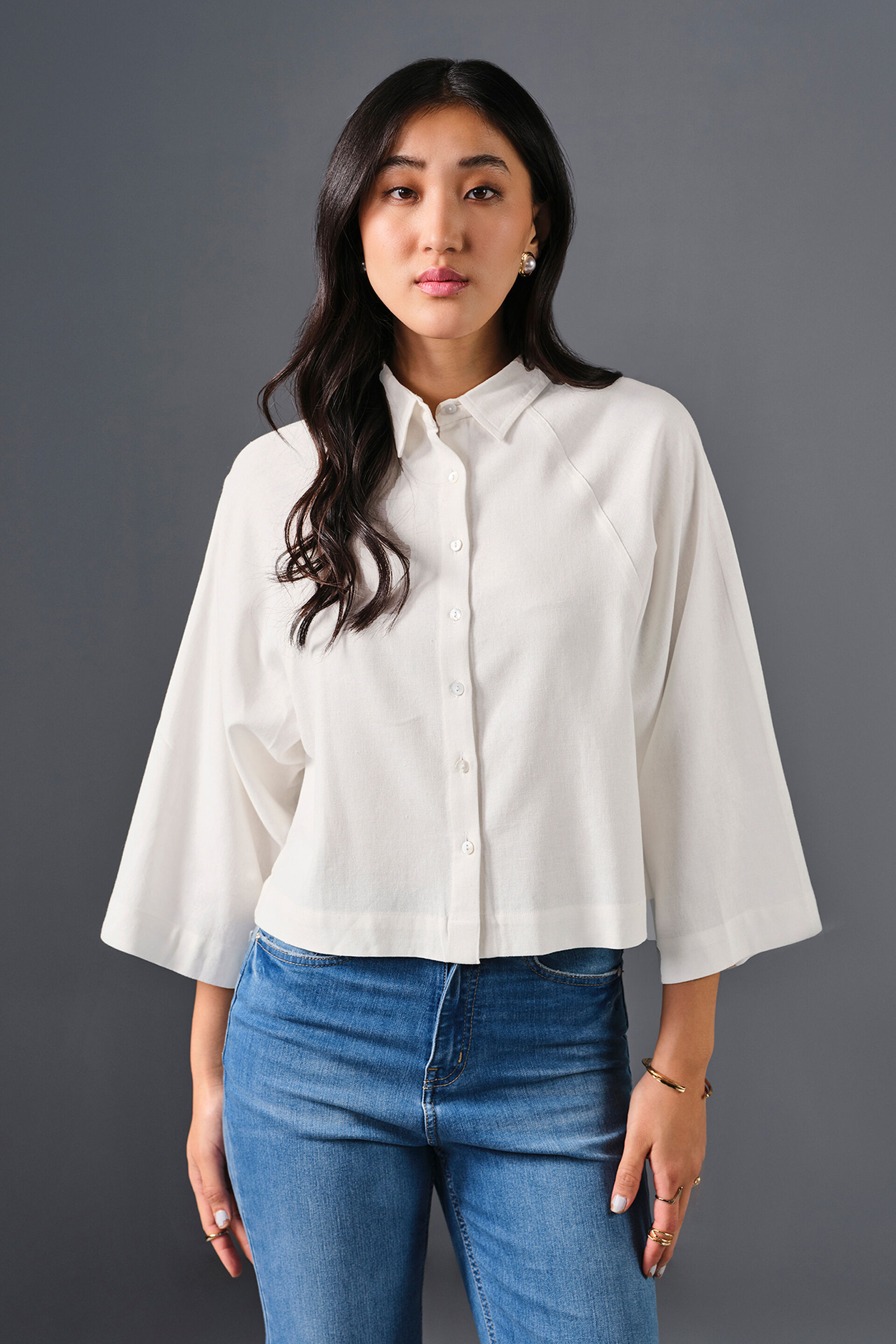 White viscose shirt womens top