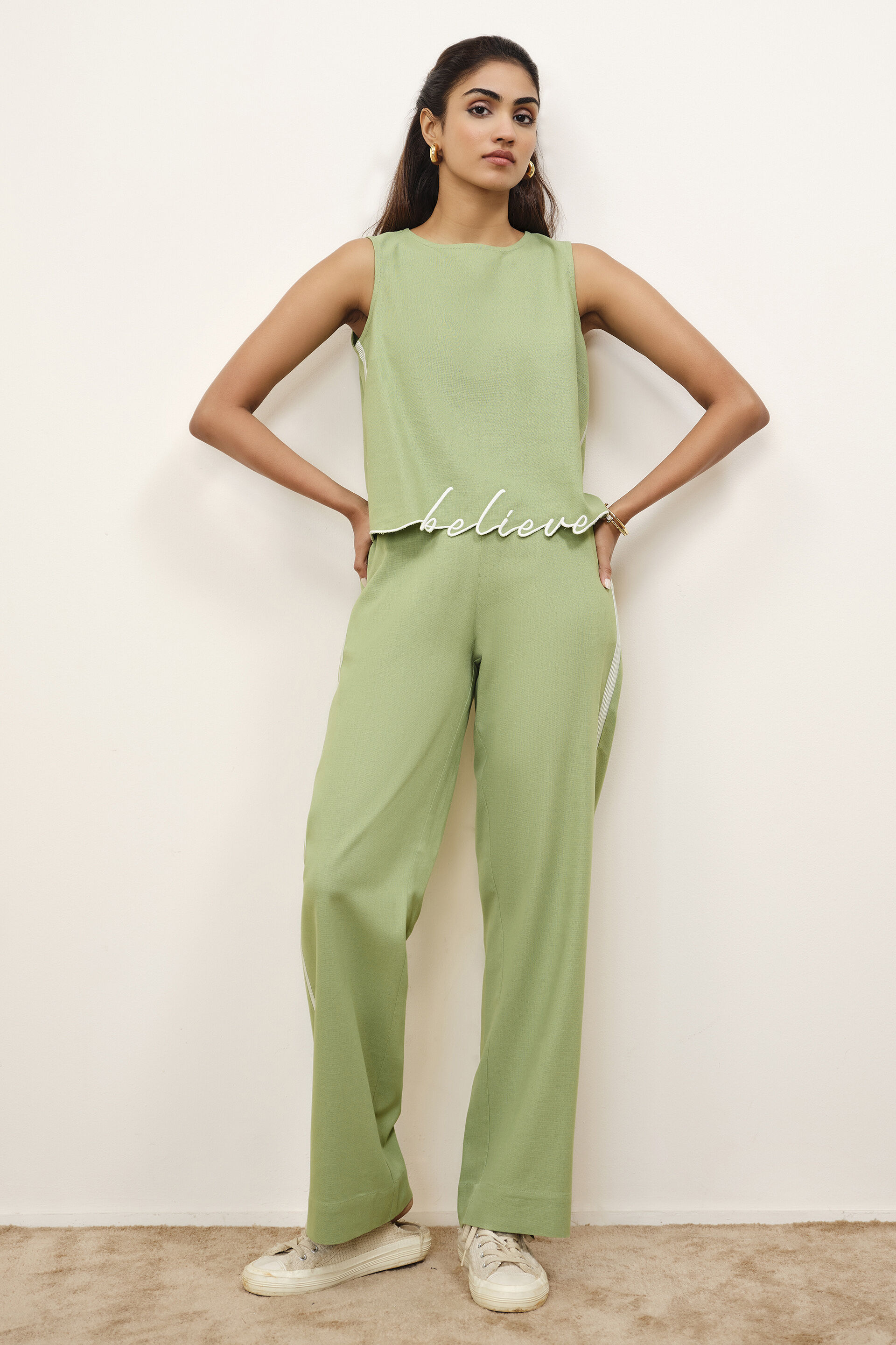 Obsidian Green Embroidered Co-ord Set, Sage Green, image 2
