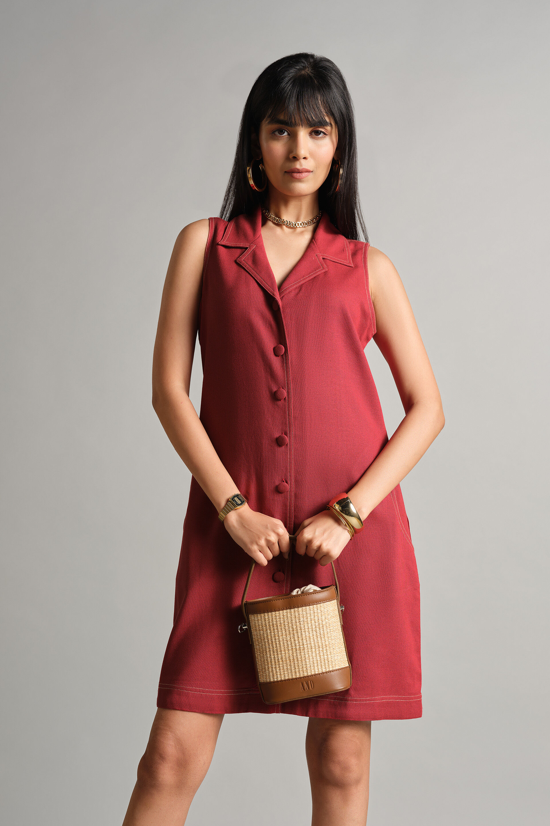 Brio Rust Shift Dress, Rust, image 2