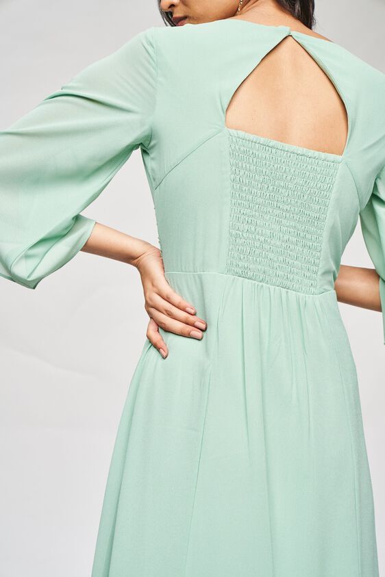 6 - Sage Green Solid Embellished Fit & Flare Gown, image 6
