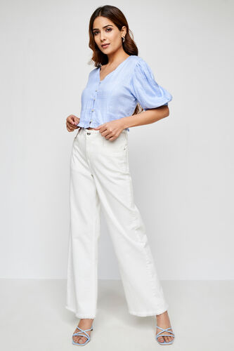 Blue And White Short Length Straight Cropped Top, Blue, image 3