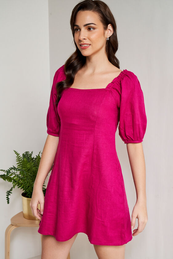 Maroon Straight Solid Dress, Maroon, image 3