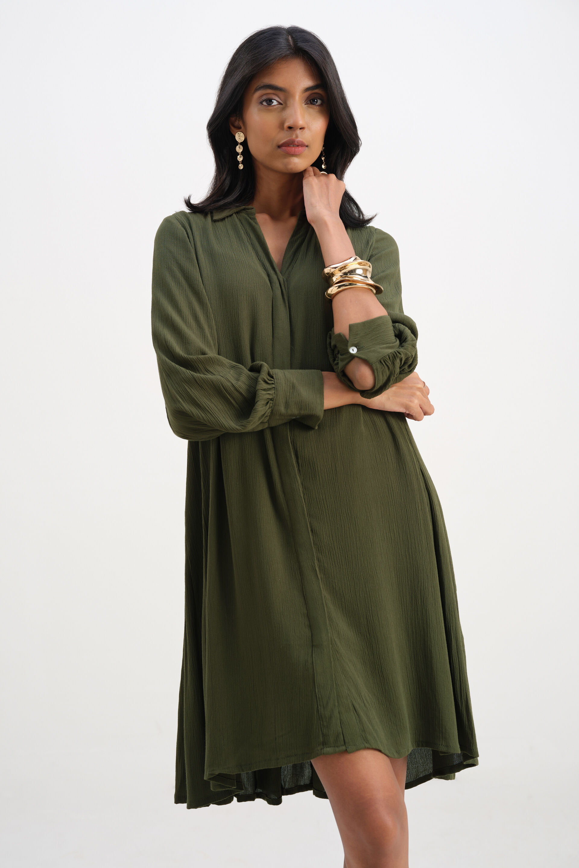 Olive Forest Trail Dress, Olive, image 3