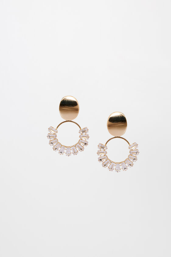 Gold Brass and Stone Earring, , image 1