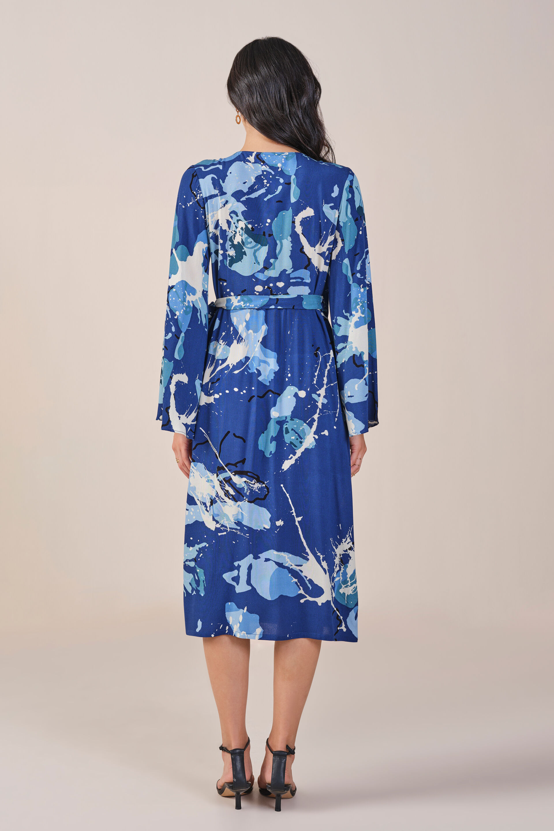 Marble Magic Wrap Dress, Blue, image 4