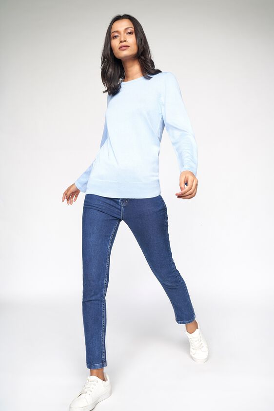 2 - Powder Blue Self Design Sweater Top, image 2