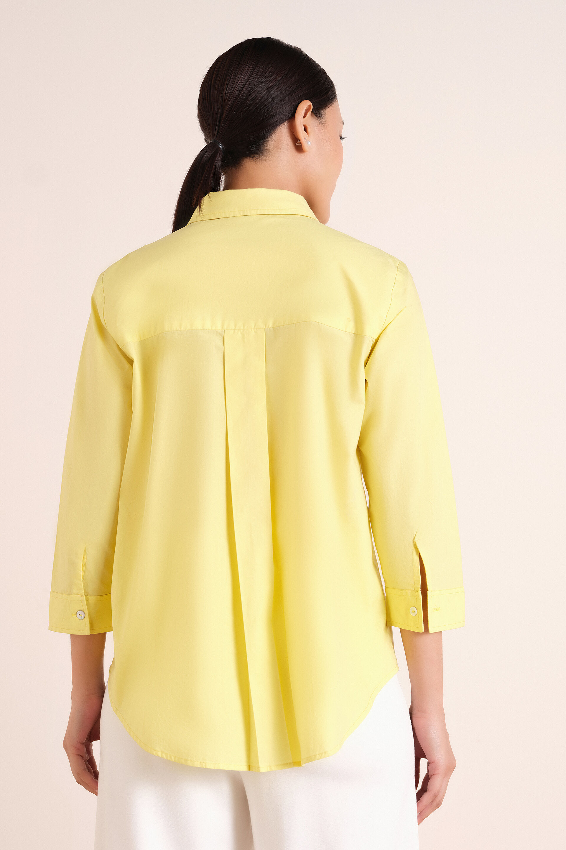 Petaline Embroidered Yellow Shirt, Lemon, image 6