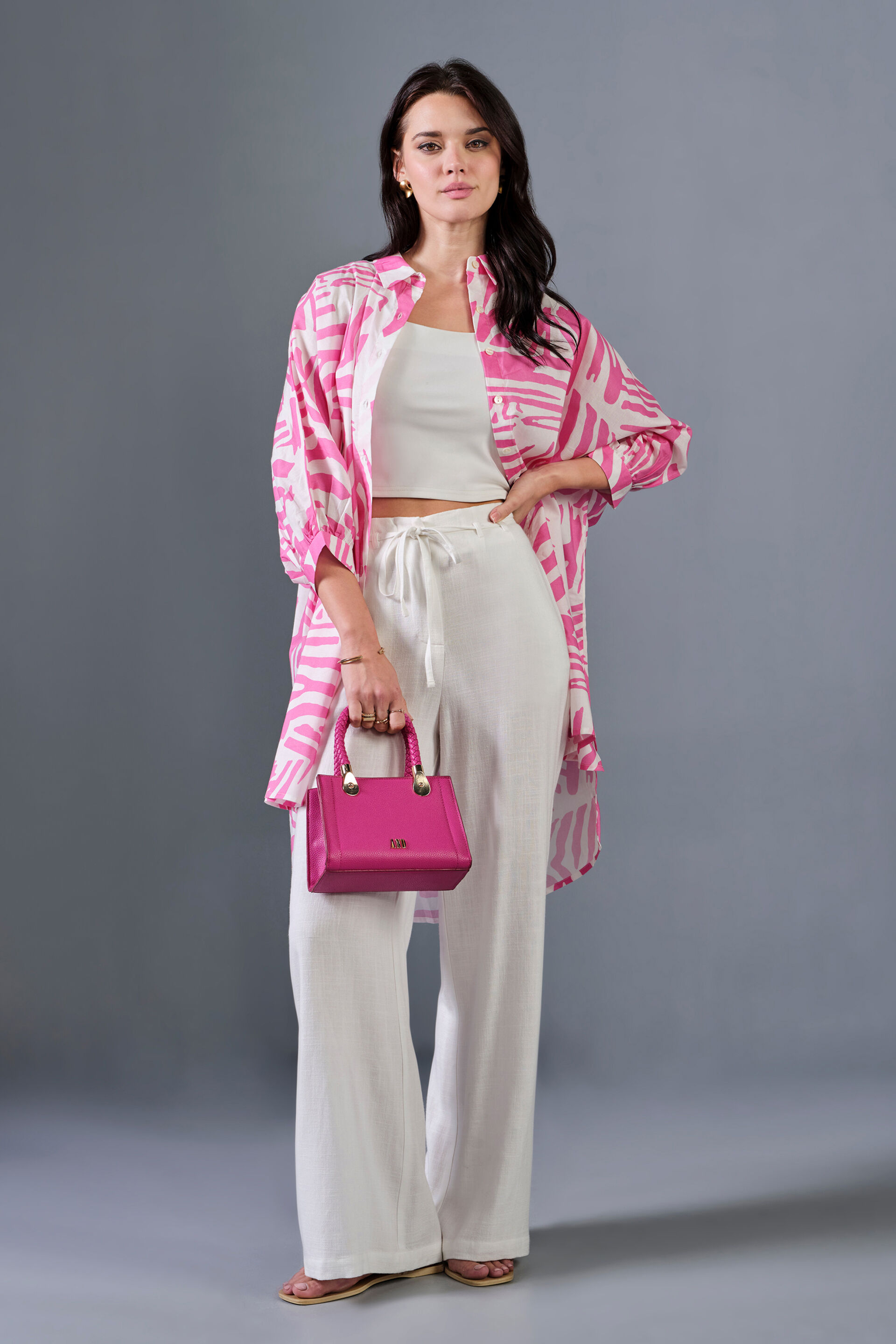 Brush Strokes Cotton Shirt, Pink, image 3