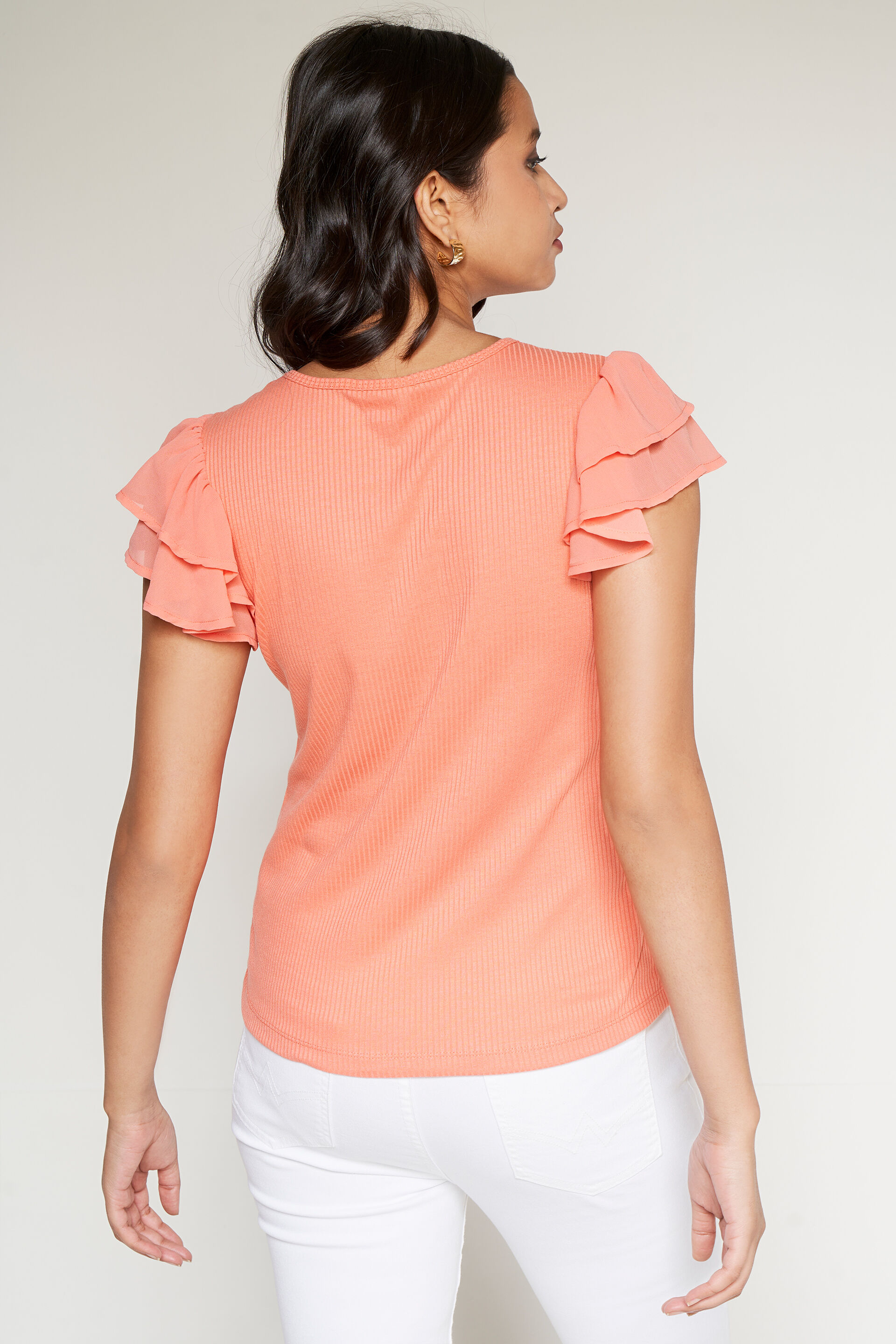 Orange Frilled Top, Orange, image 4