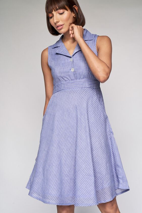 2 - Blue Stripes Fit & Flare Dress, image 2