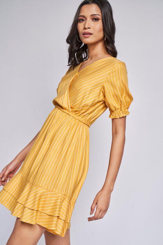 Yellow Stripes Flounce Dress, , image 3