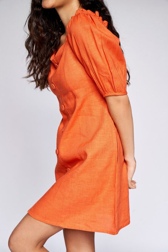 6 - Orange Solid A-Line Dress, image 6