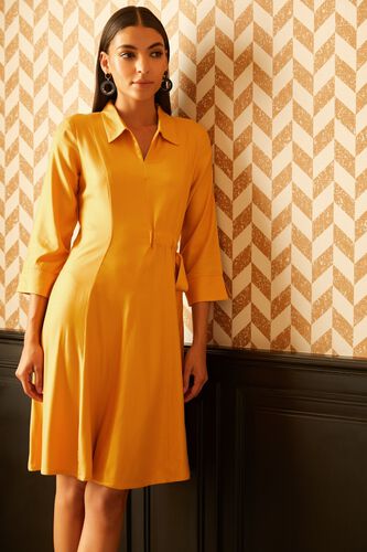 1 - Yellow Solid Shift Dress, image 1