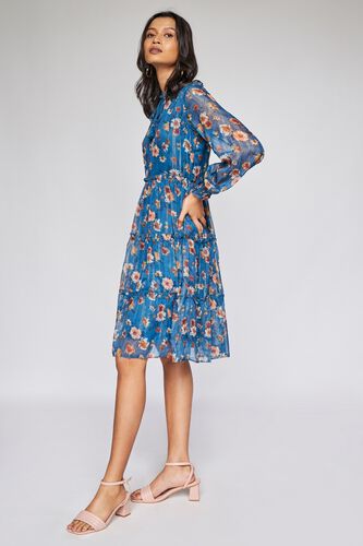 5 - Teal Floral Fit and Flare Dress, image 5