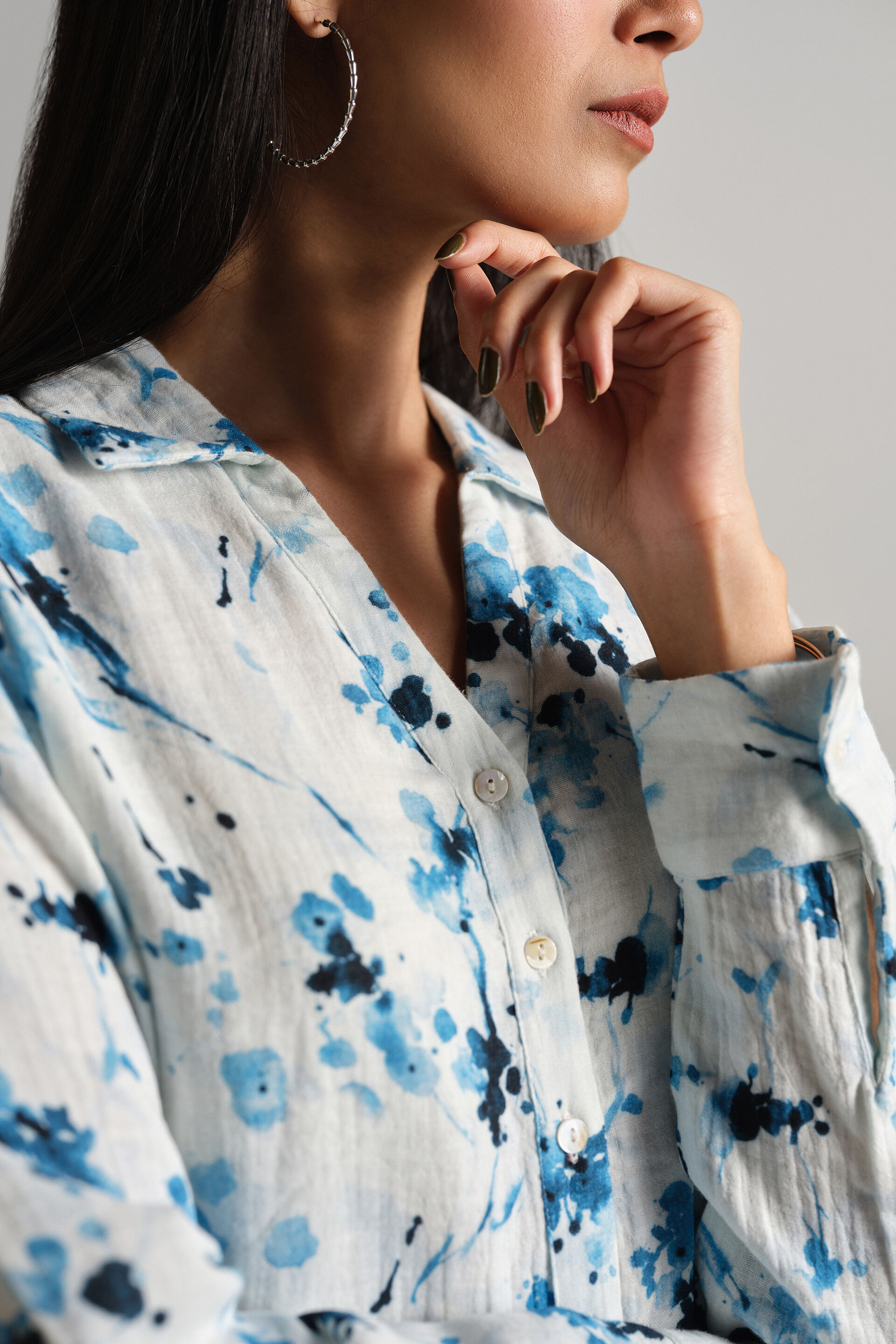 Flower Spot Shirt, Blue, image 6