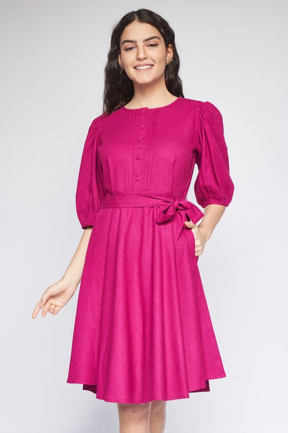 3 - Wine Solid Straight Dress, image 3