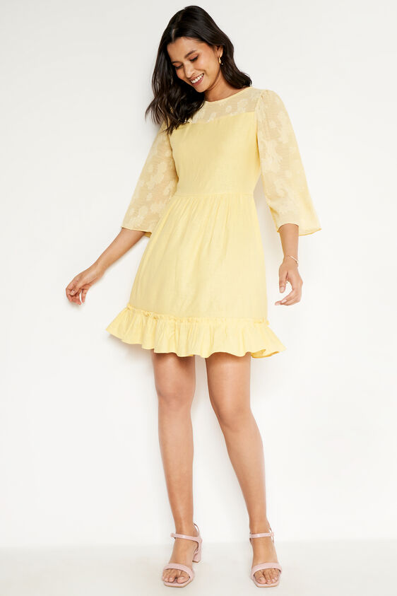 Lemon Solid Flared Dress, Lime Green, image 2