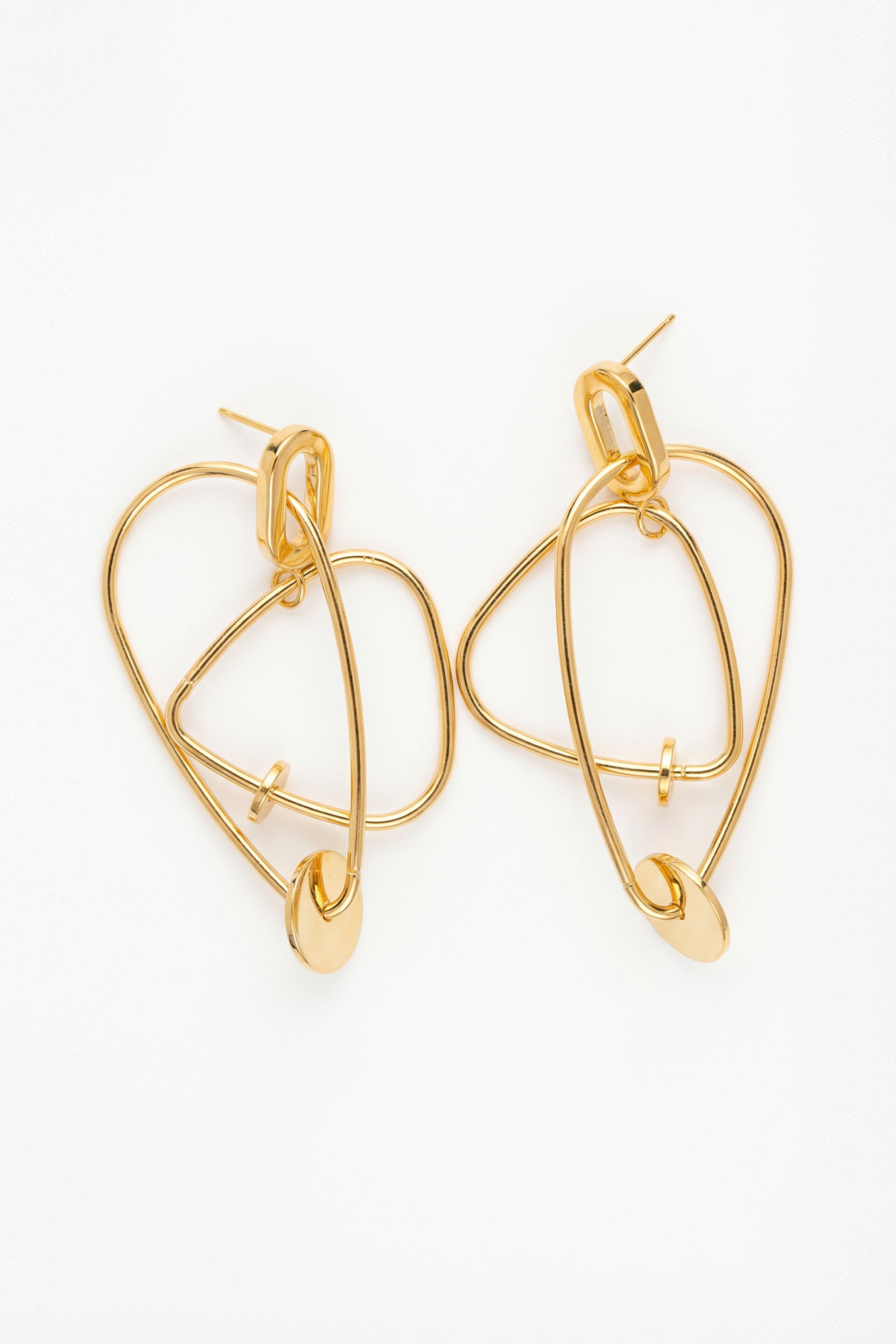 Interlinked Golden Stud Earrings, , image 1