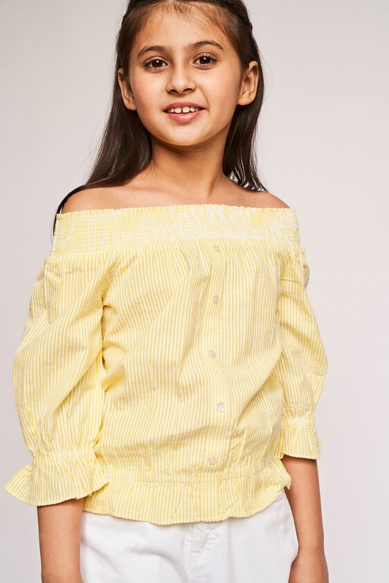 Yellow Self Design Flounce Top, Yellow, image 4