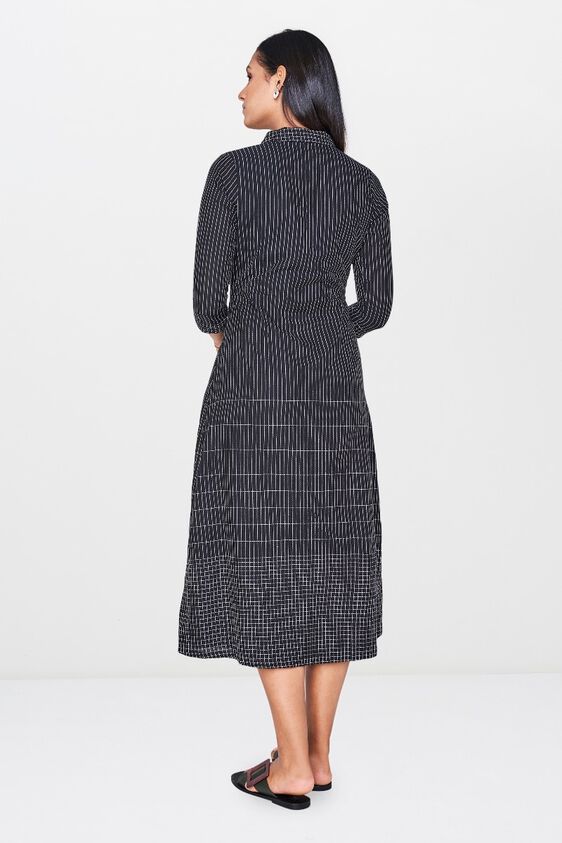 2 - Black Stripes Fit and Flare Midi Dress, image 2