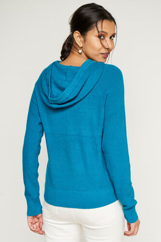 Blue Solid High Neck Top, Blue, image 2
