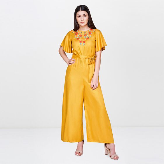 6 - Mustard Embroidered Jumpsuit, image 6