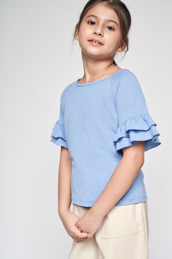2 - Blue Solid Straight Top, image 2