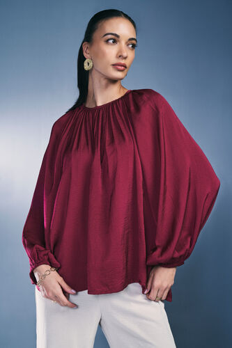 Berry Love Satin Top, Red, image 1