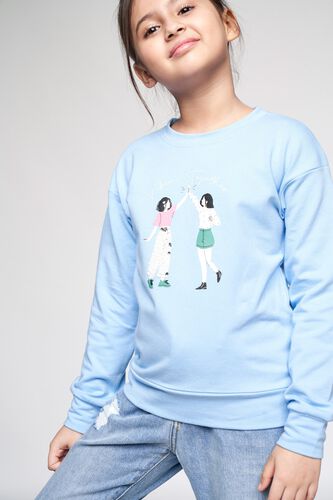 1 - Powder Blue Graphic Straight Sweatshirt, image 1