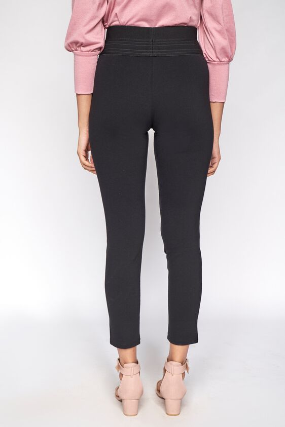 4 - Black Self Design Straight Bottom, image 4