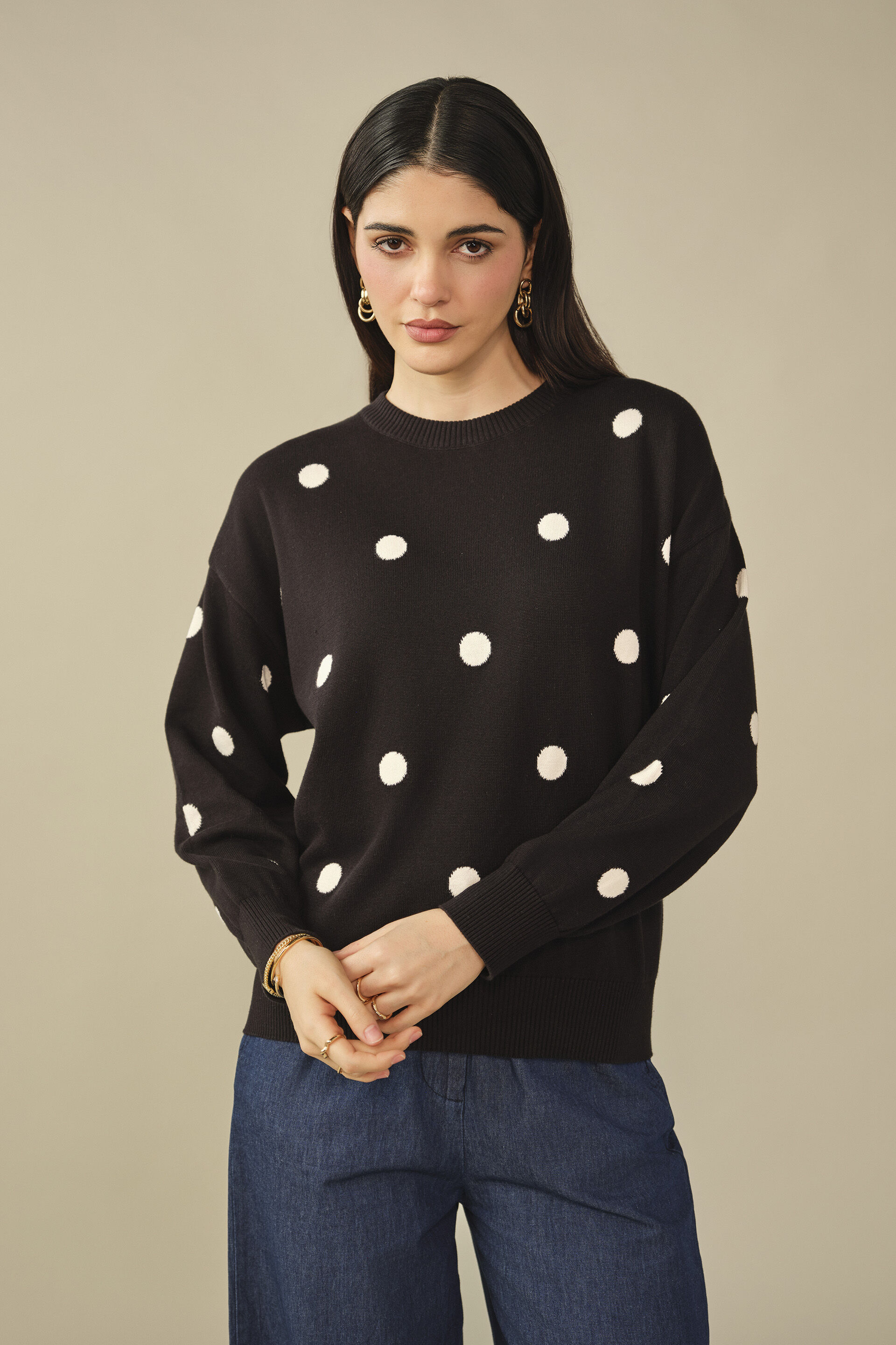 Polka Sweater in Black