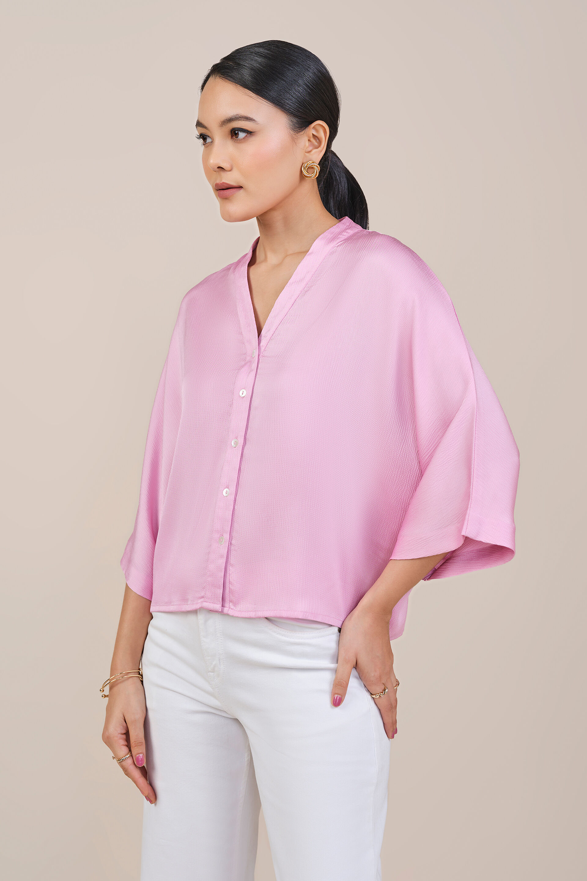 Rosie V-Neck Top, Pink, image 5