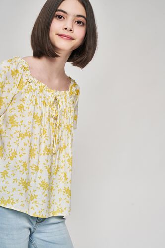 4 - Yellow Floral Printed A-Line Top, image 4
