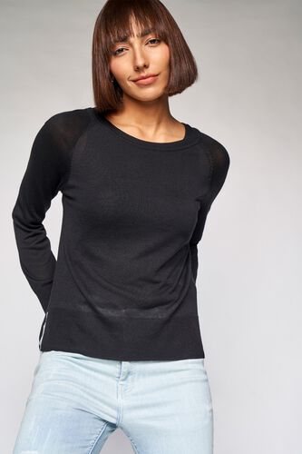 3 - Black Self Design A-Line Top, image 3