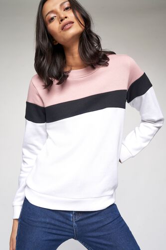 4 - White/Pink Solid Sweater Top, image 4