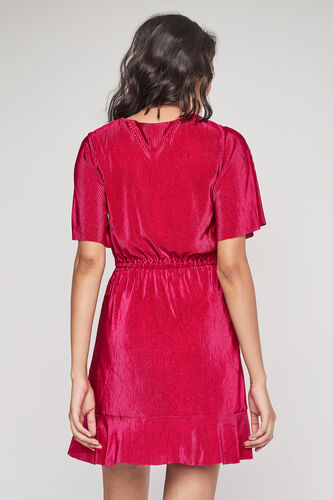 Wine Fit and Flare Flounce Dress, Wine, image 4