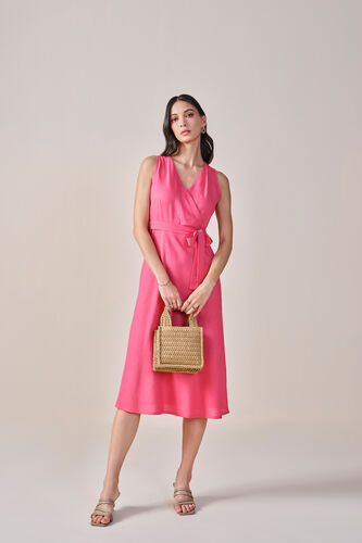 Bougainvillea Viscose Linen Blend Dress, Pink, image 2