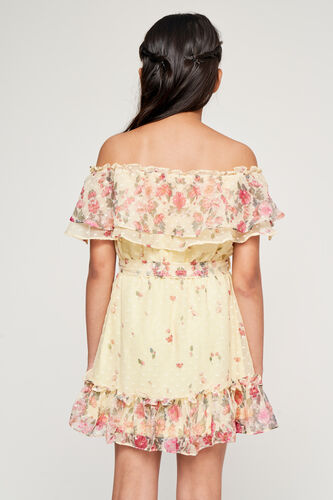 Yellow Floral Straight Dress, Yellow, image 4