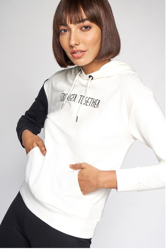 3 - White and Black Colorblocked  Sweater Top, image 3