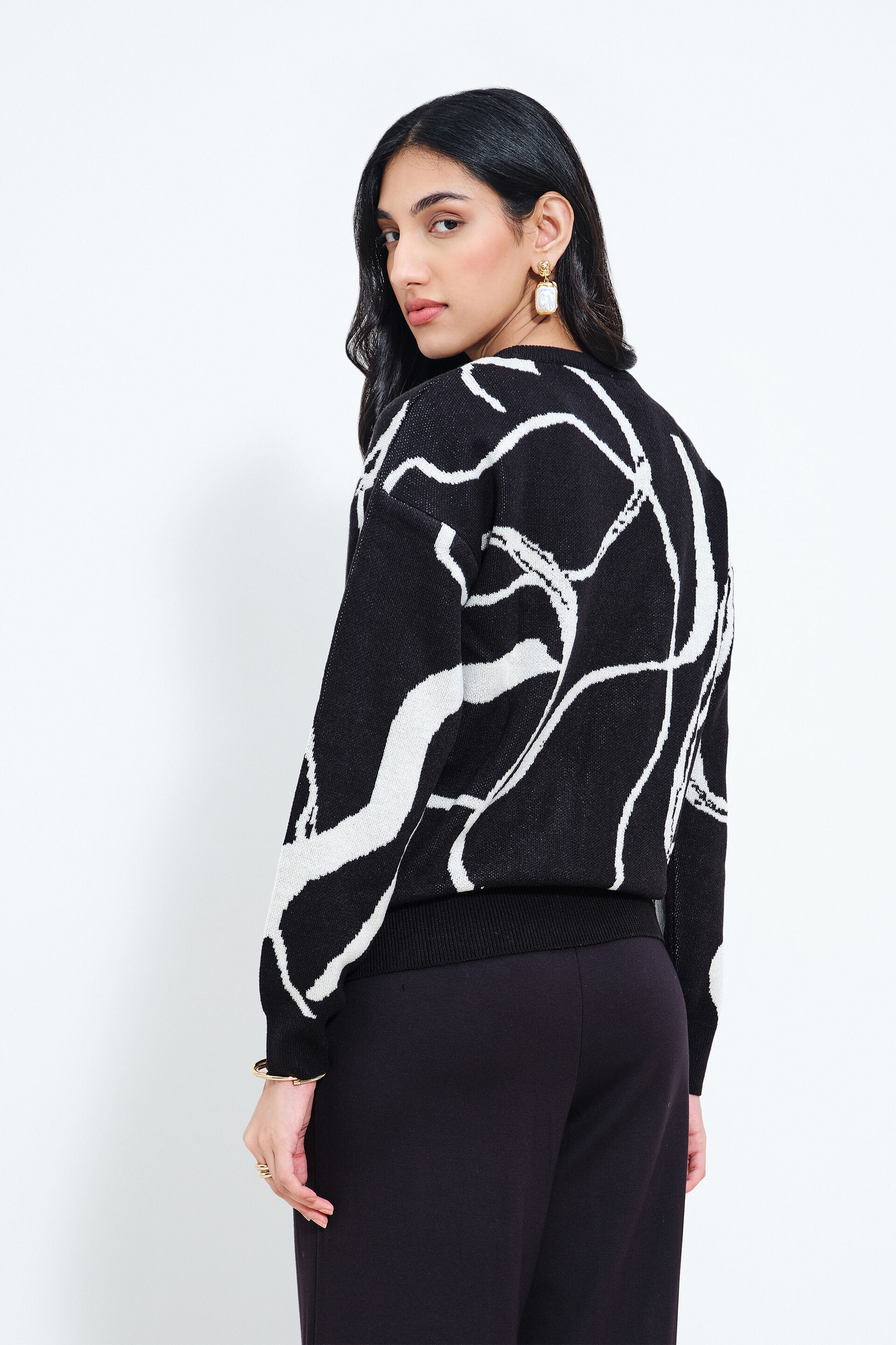 Black Swirl Sweater, Black, image 5