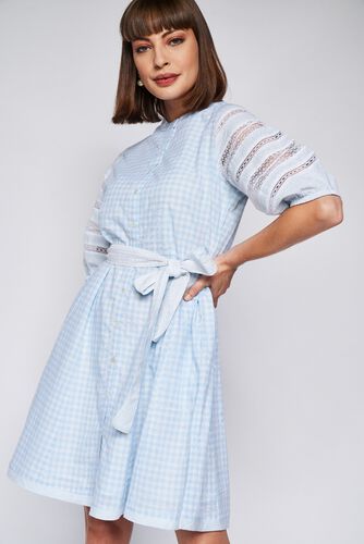 Blue Stripes Straight Dress, Blue, image 3