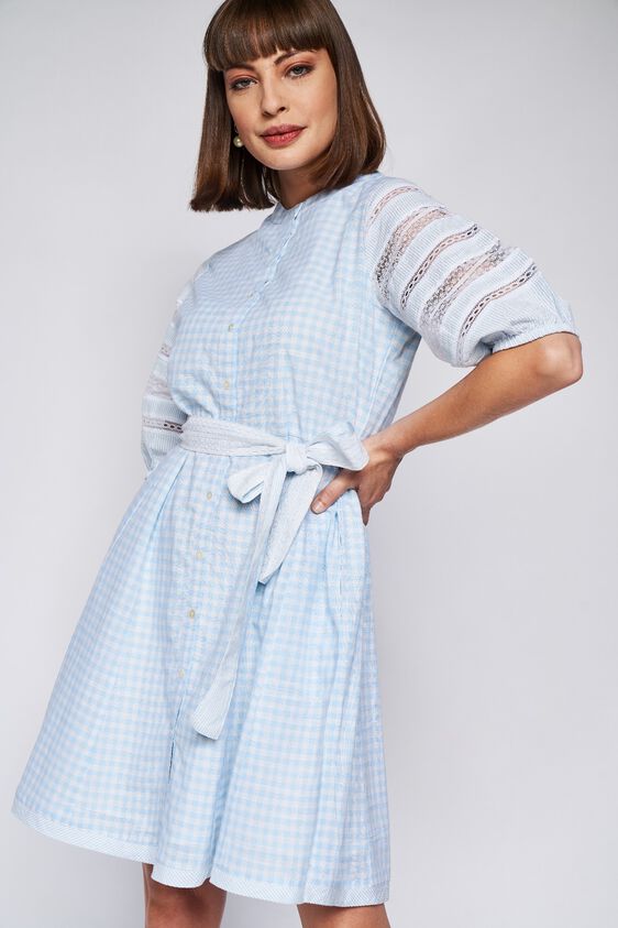 Blue Stripes Straight Dress, Blue, image 3