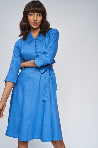 4 - Blue Floral Fit and Flare Dress, image 4