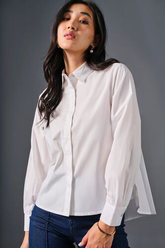 Dewdrop Cotton Shirt, White, image 5