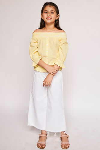 Yellow Self Design Flounce Top, Yellow, image 2