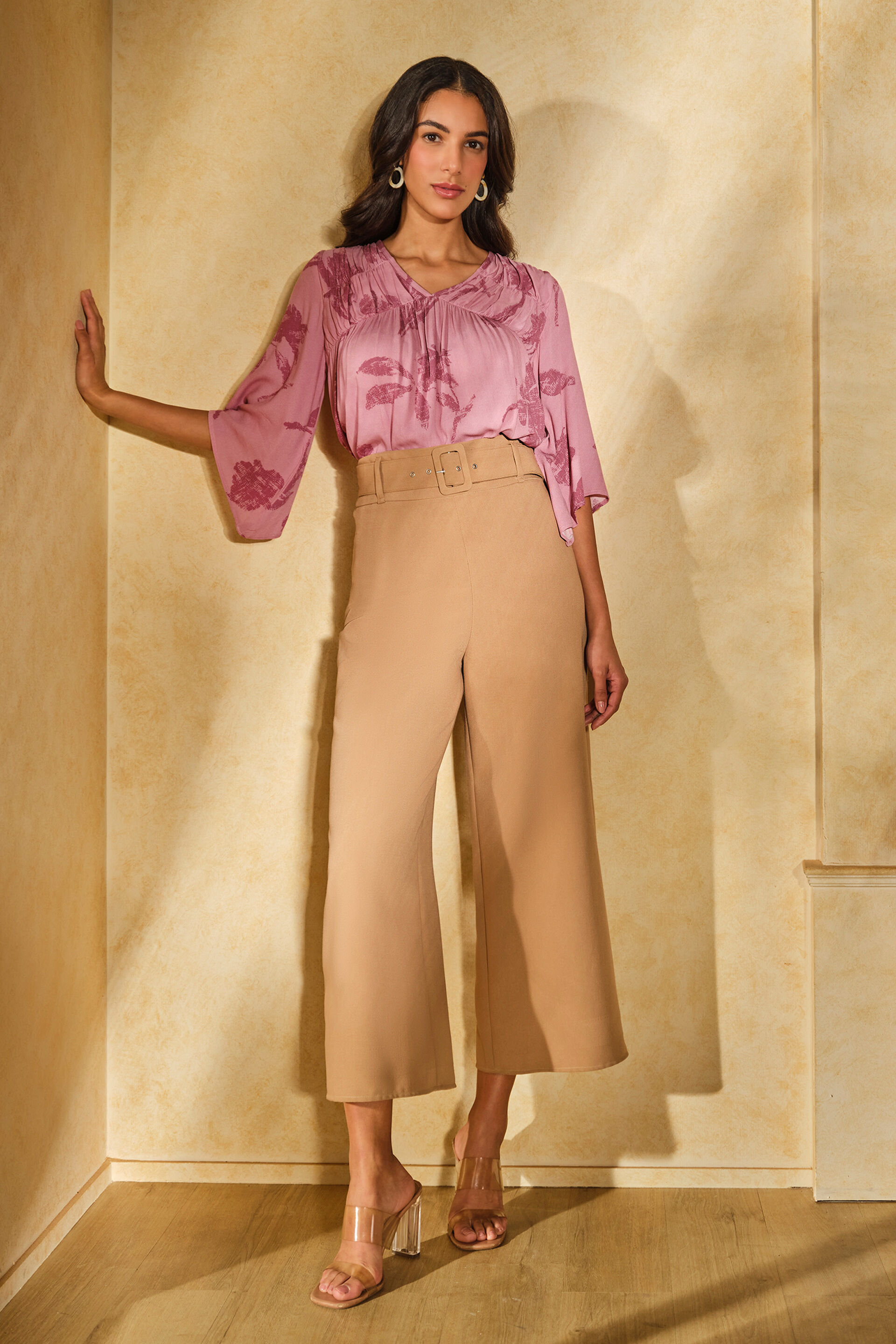 Flamingo Flounce Viscose Blouse, Pink, image 3