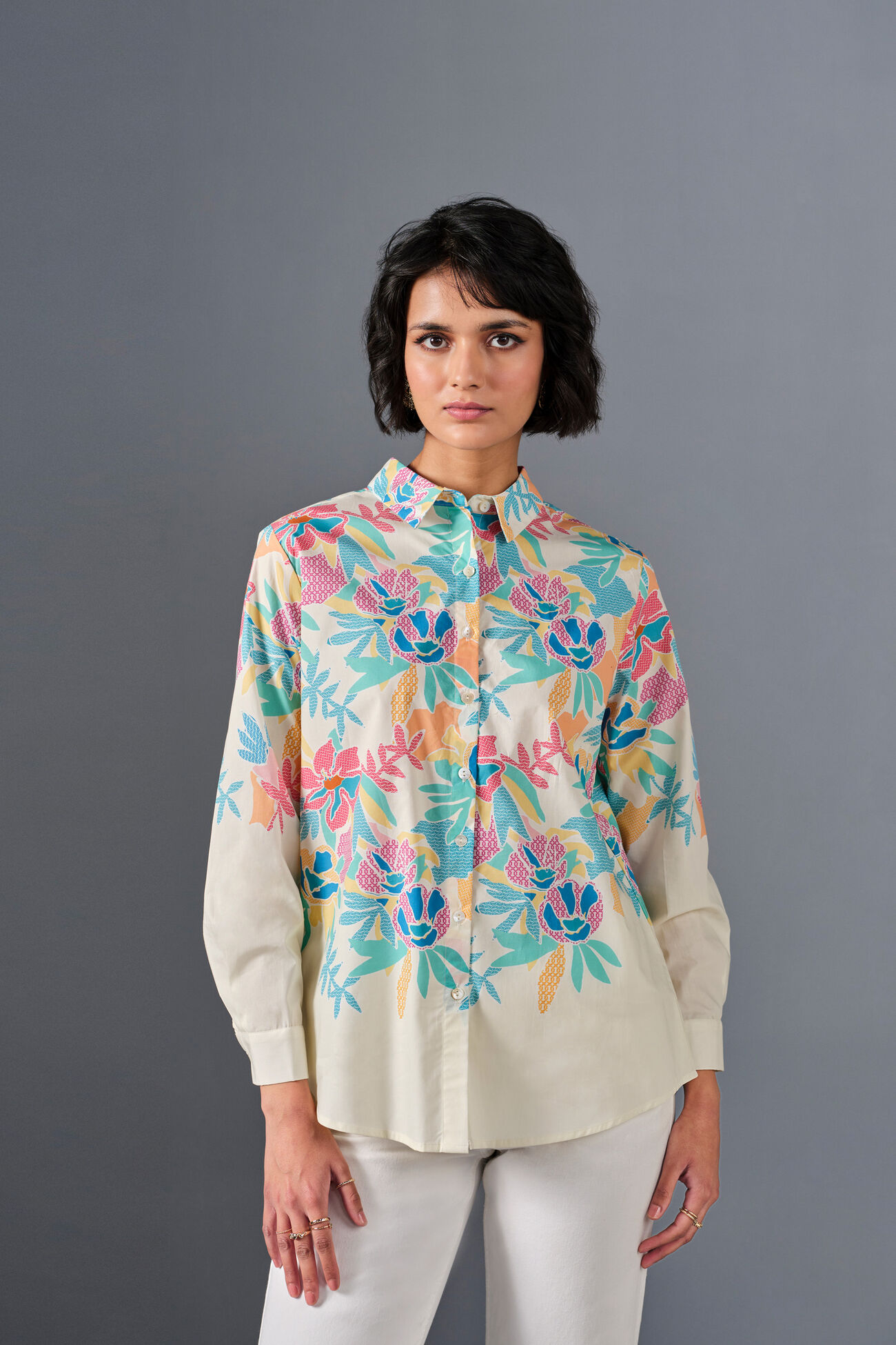Foliage Cotton Shirt, Multi Color, image 1