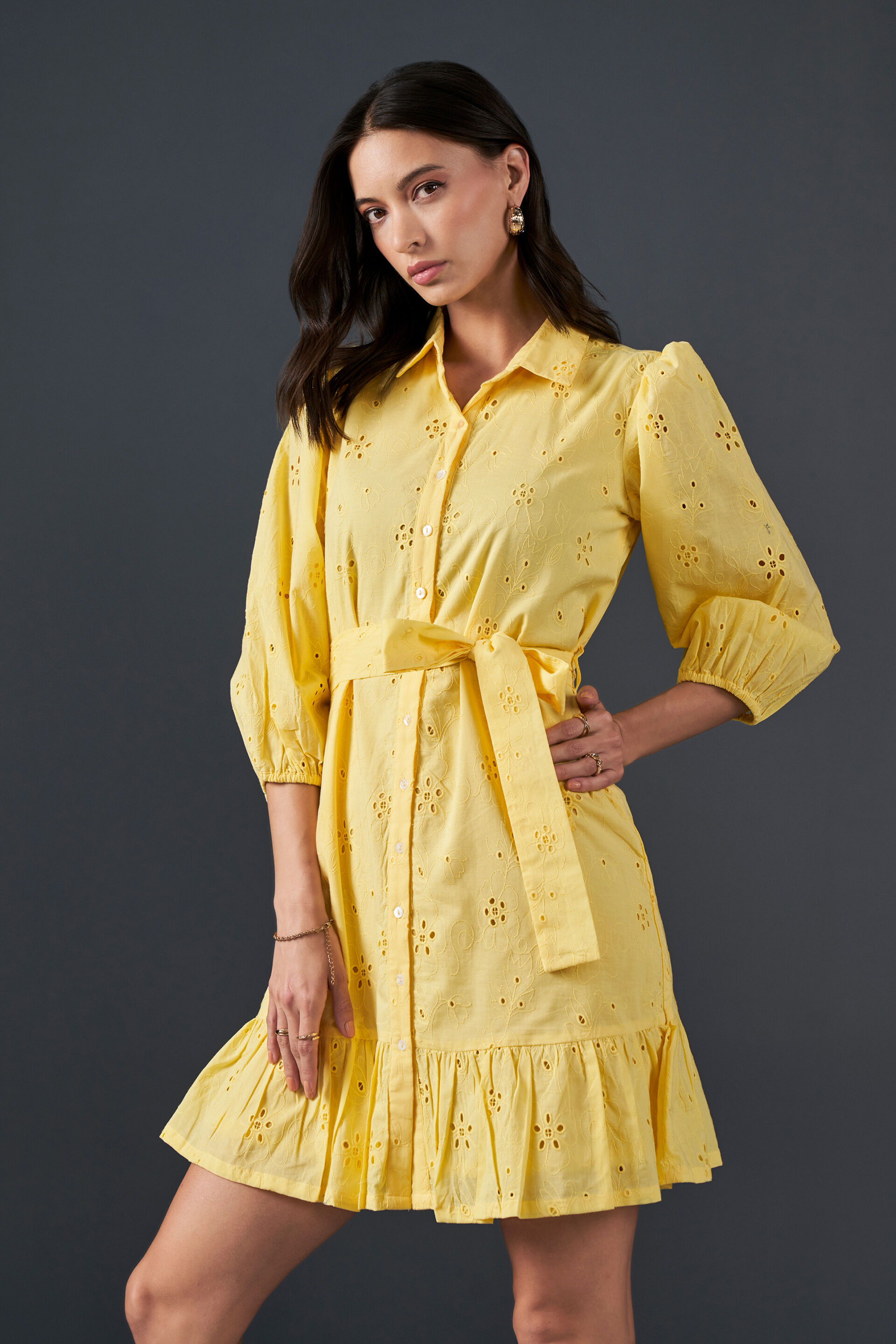 Daisy Day Cotton Dress, Yellow, image 2